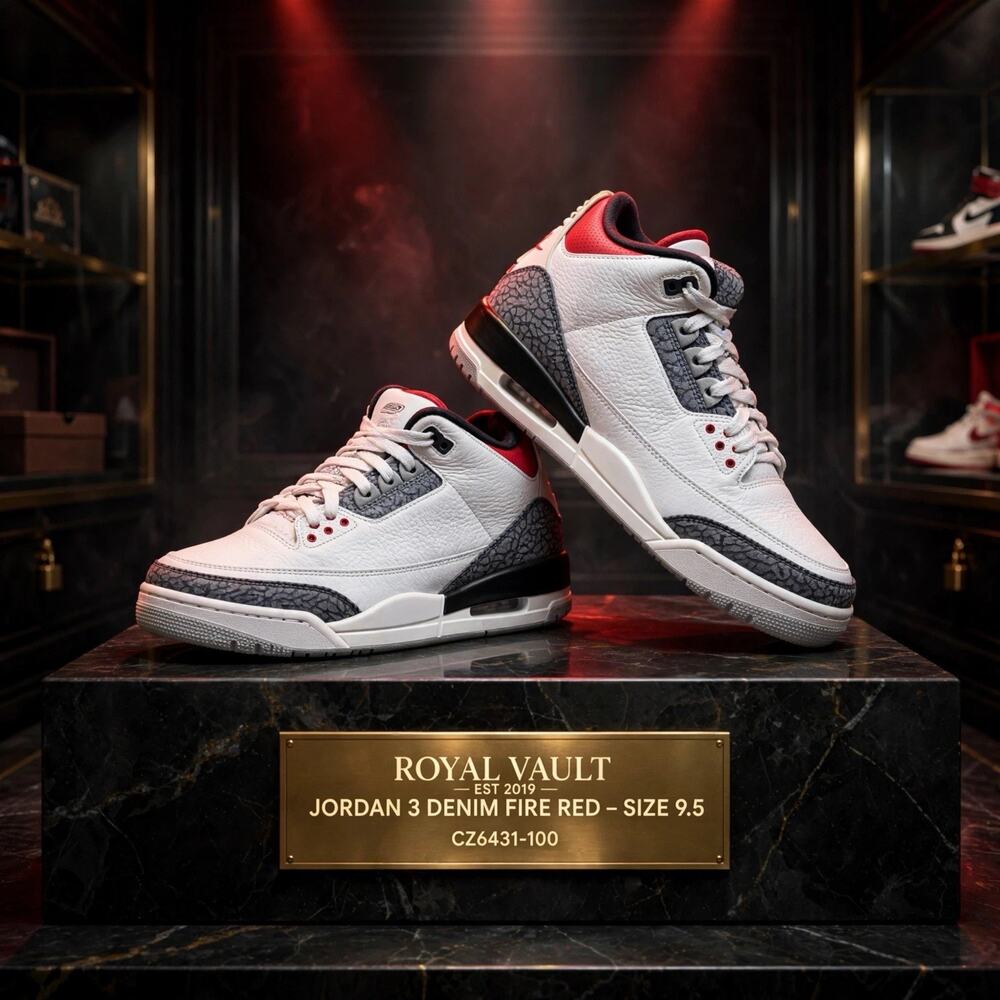 Size 9.5 - Jordan 3 Retro Denim SE Fire Red CZ6431-100 2020 No Box